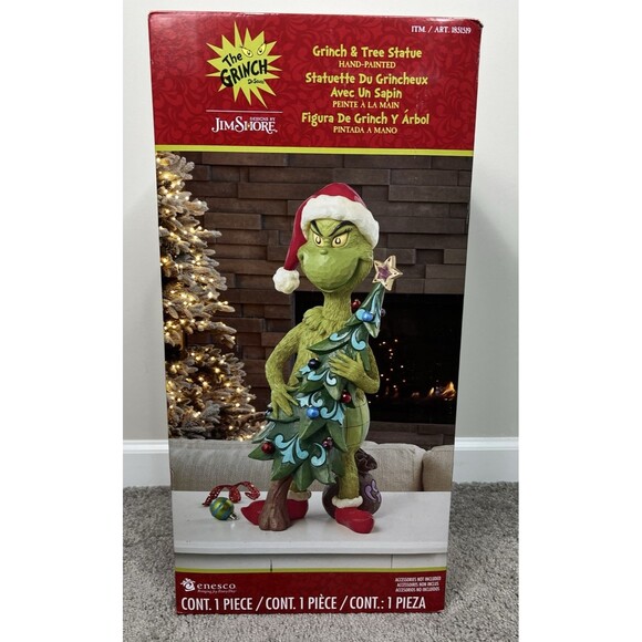 Jim Shore 20" Holiday Grinch Stealing Tree Statue, Grinch Tugging Christmas Tree - Picture 5 of 6